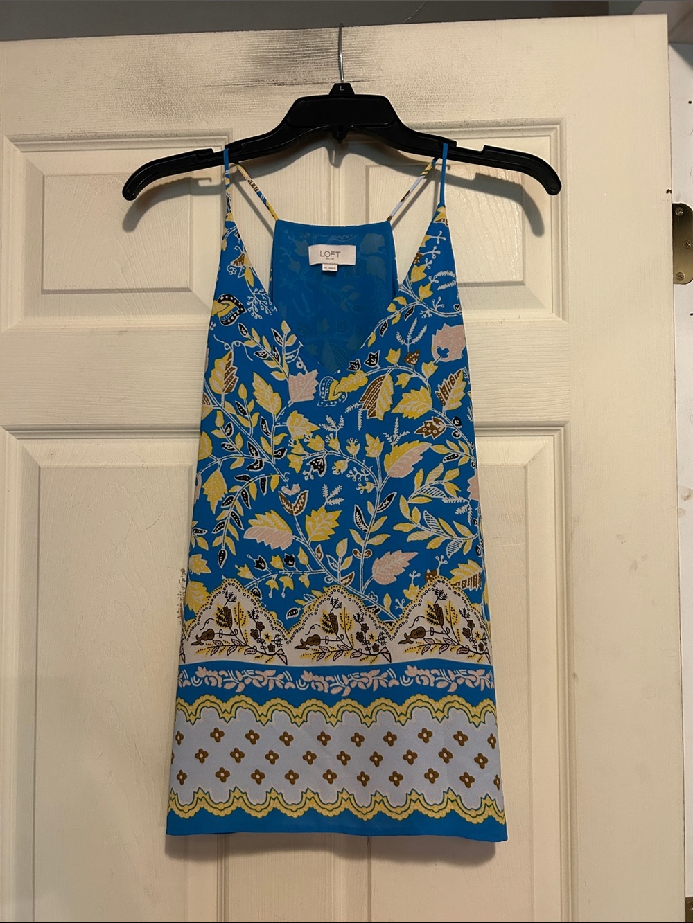 LOFT Blue Floral Spaghetti-Strap Slip Tank Size XS